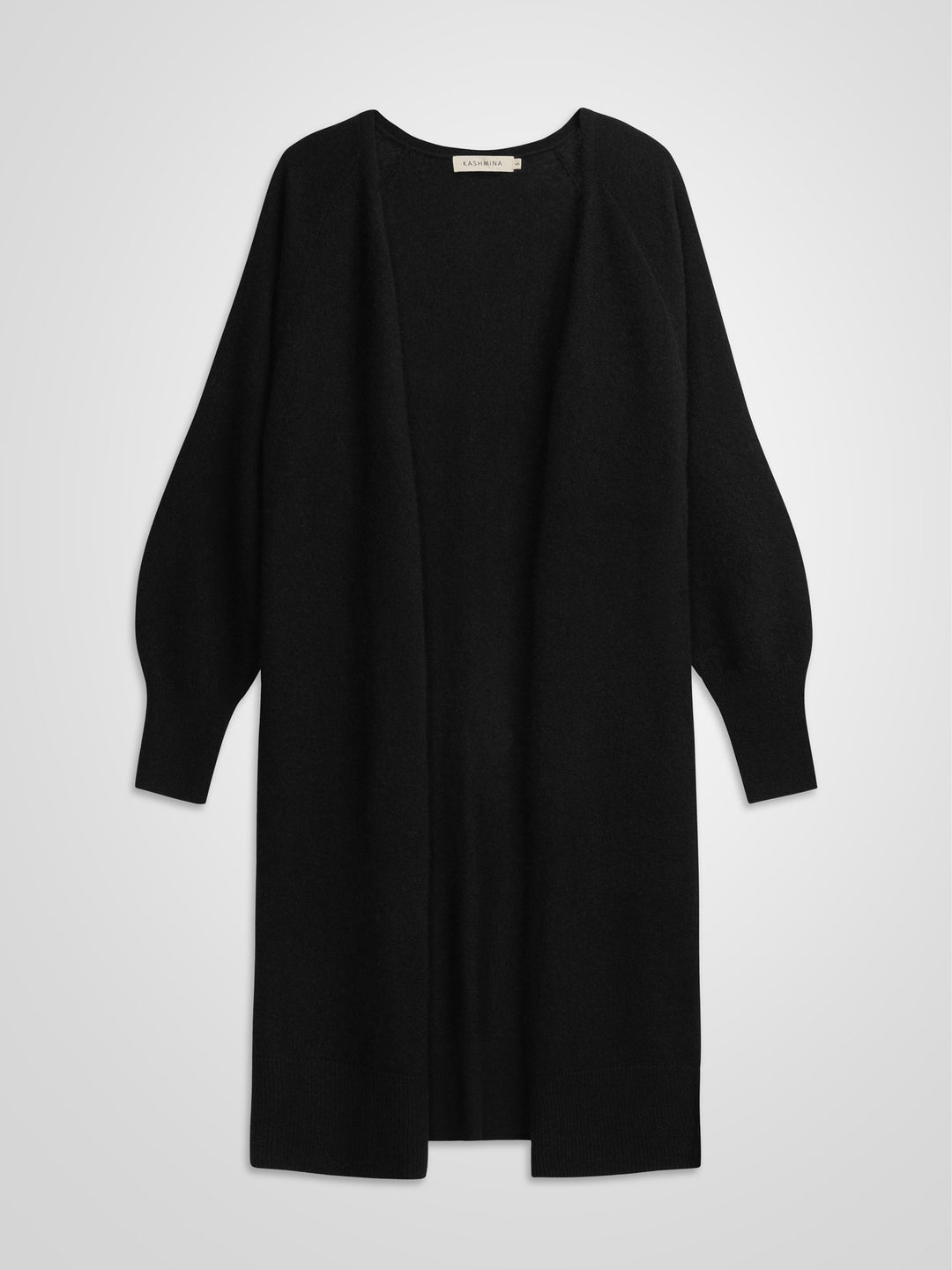 Long black cashmere cardigan Linnea from kashmina 100% pure cashmere