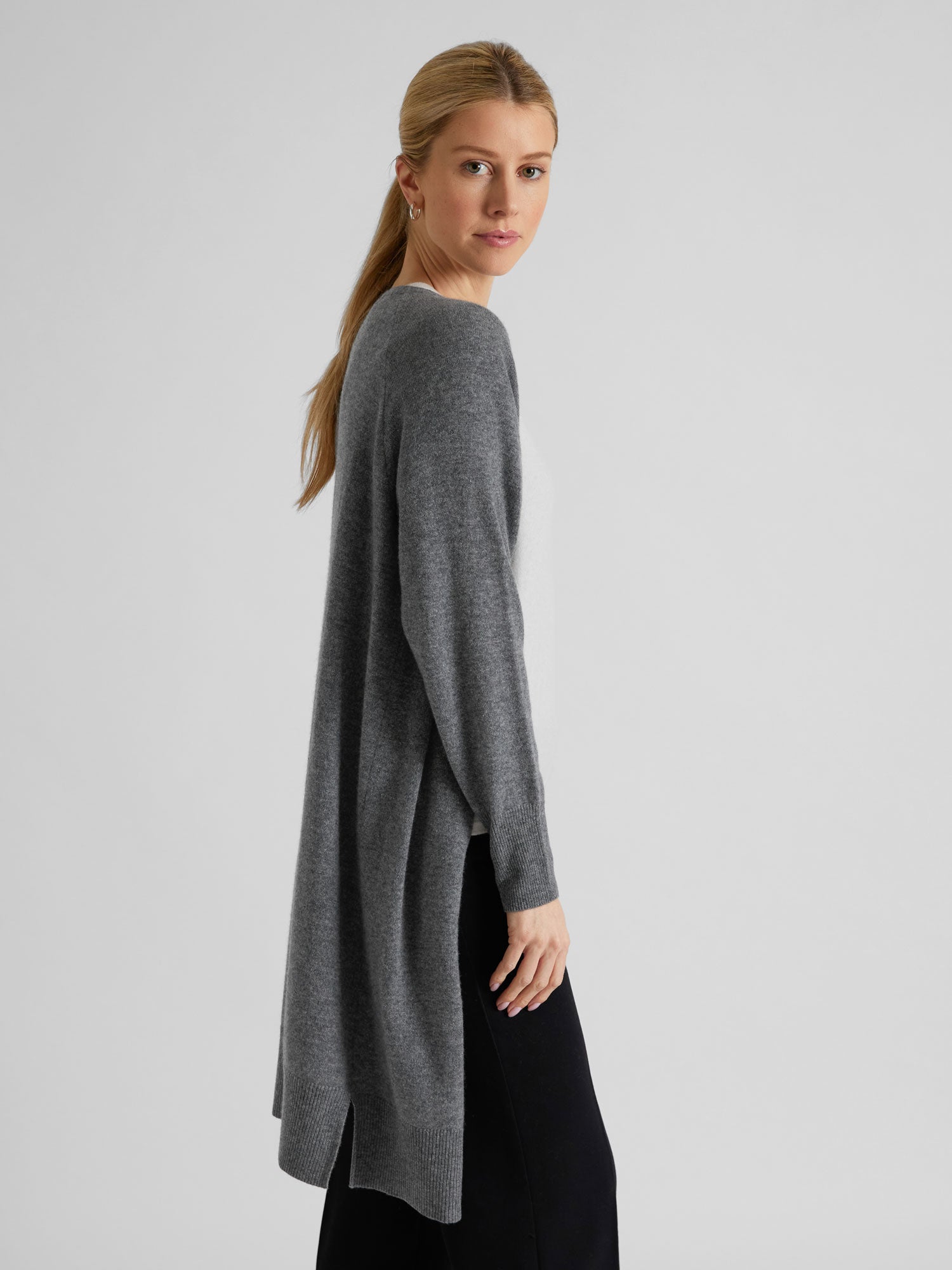 Dark grey cashmere cardigan hotsell