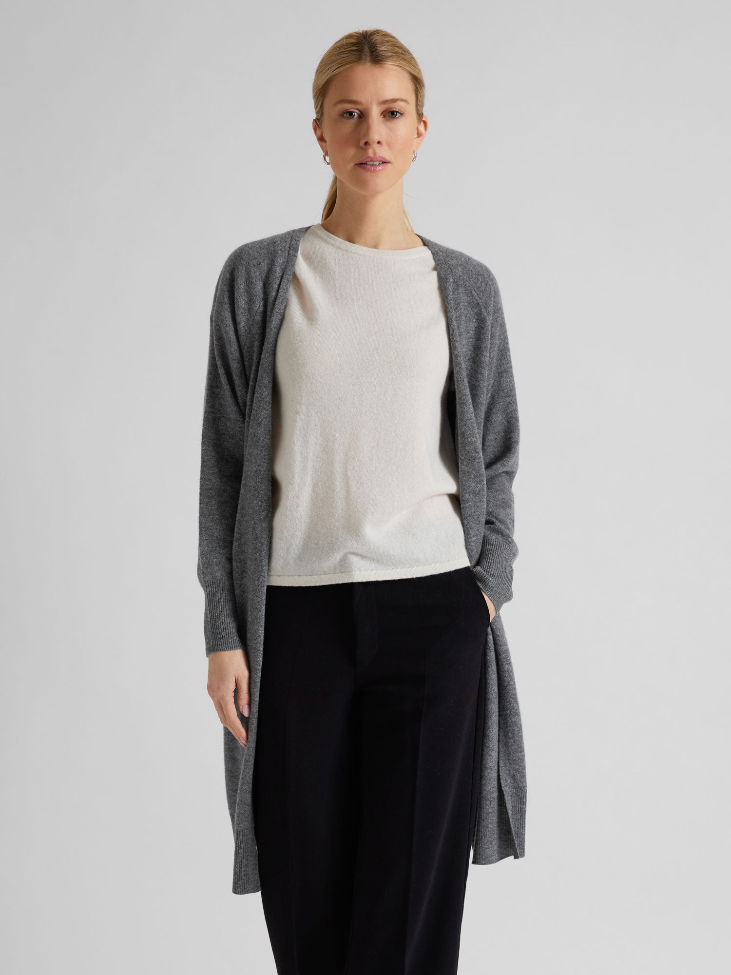 Dark grey cashmere cardigan sale