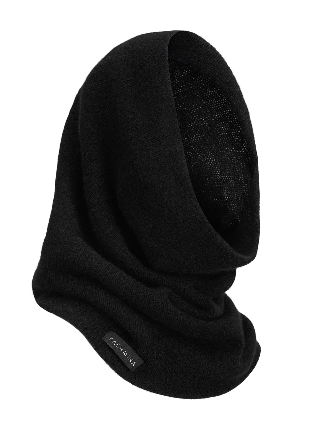 Cashmere snood / scarf "Eida" in 100% pure cashmere. Scandinavian design by Kashmina. Color: Black