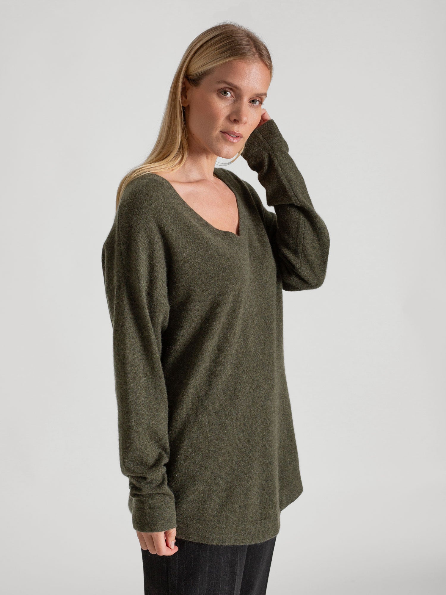 Army green shop cashmere sweater