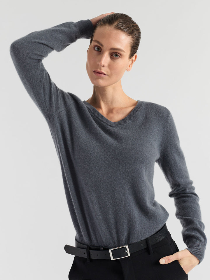 Cashmere sweater "Erle" - Blue fog