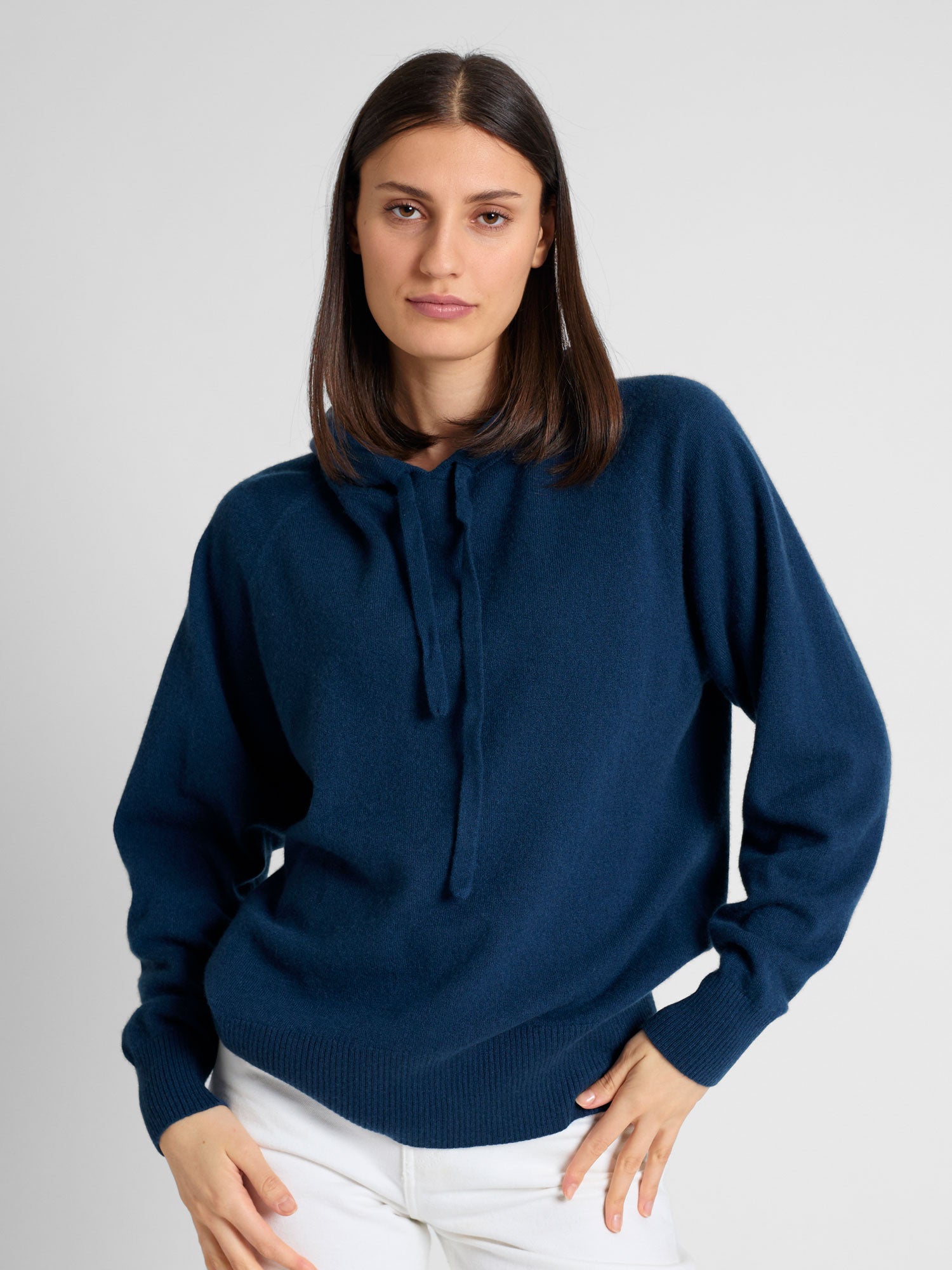 Blue cashmere hoodie best sale