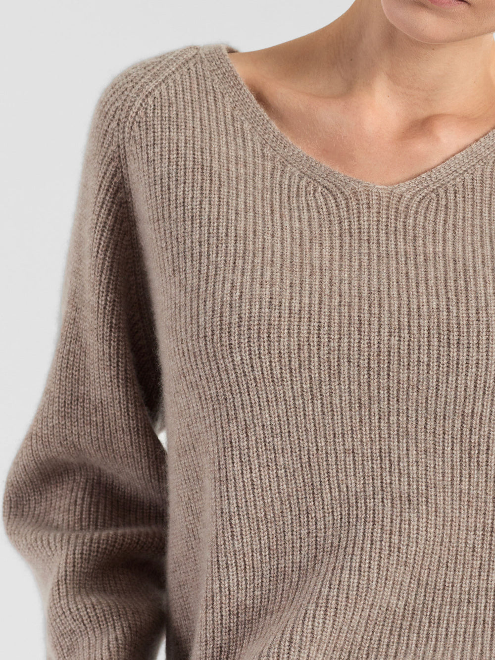 Cashmere sweater, long sleeved, rib knit, 100% pure cashmere, non itching, supersoft, warm, toast, brown