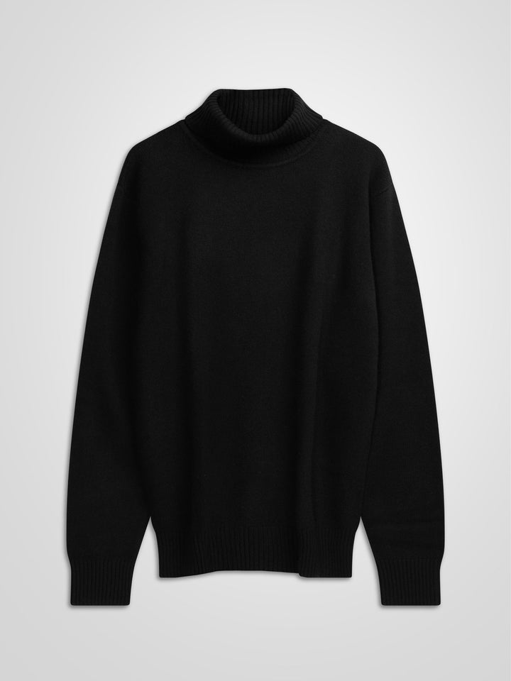 kashmina turtle neck cashmere sweater, black, wool norwegian design sustainable fashion