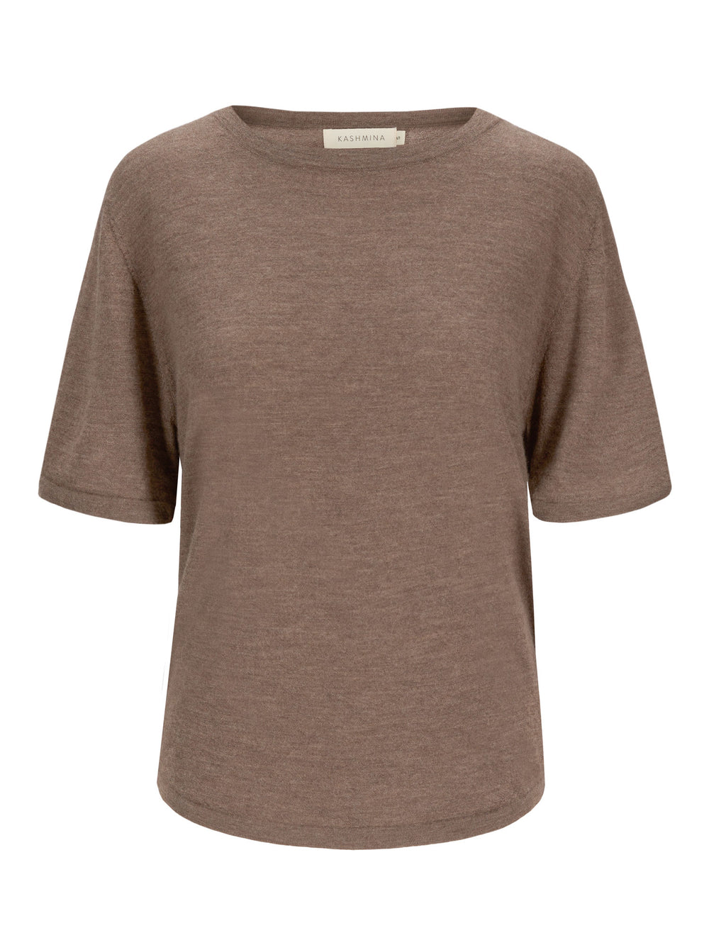 Cashmere t-shirt "Airy" in 100% pure cashmere. Color: Dark Toast. Scandinavian design by Kashmina.