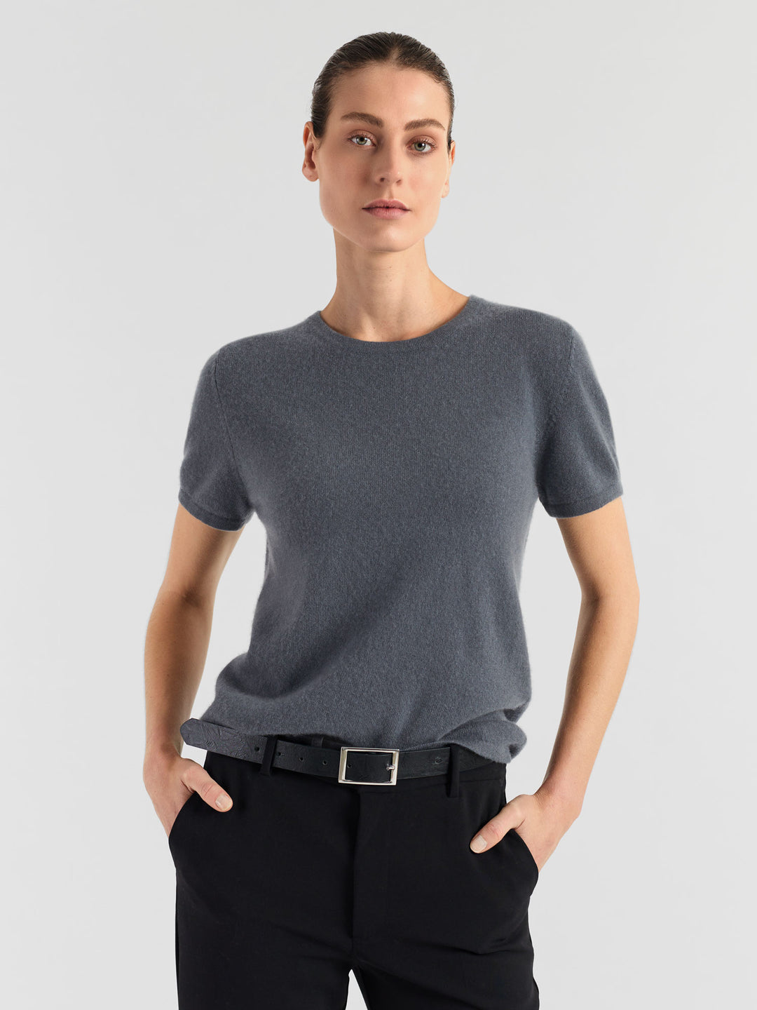 Cashmere t-shirt t-shirt "Fresh", sustainable fashion, luxury, quality. Norwegian design by Kashmina. Color: Blue Fog.