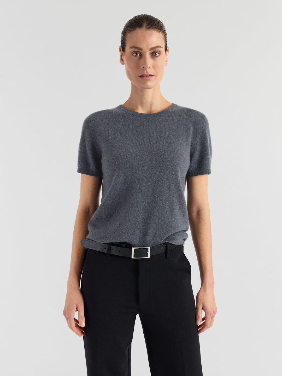 Cashmere t-shirt t-shirt "Fresh", sustainable fashion, luxury, quality. Norwegian design by Kashmina. Color: Blue Fog.