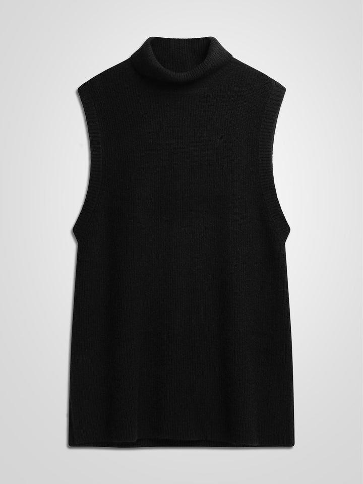 Cashmere vest "Vedis" in 100% pure cashmere. Scandinavian design by Kashmina. Color: Black.