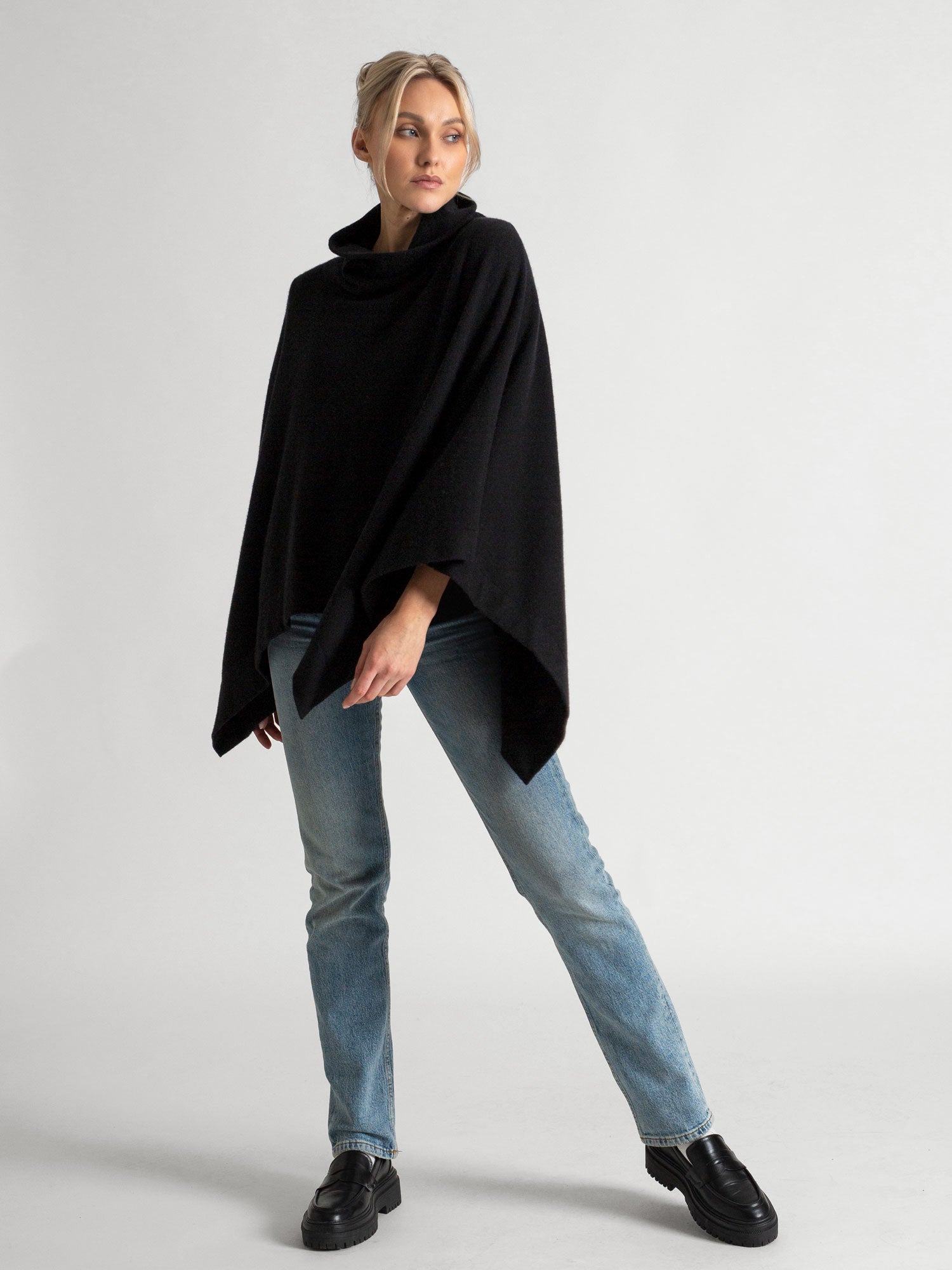 Black 2025 cashmere poncho