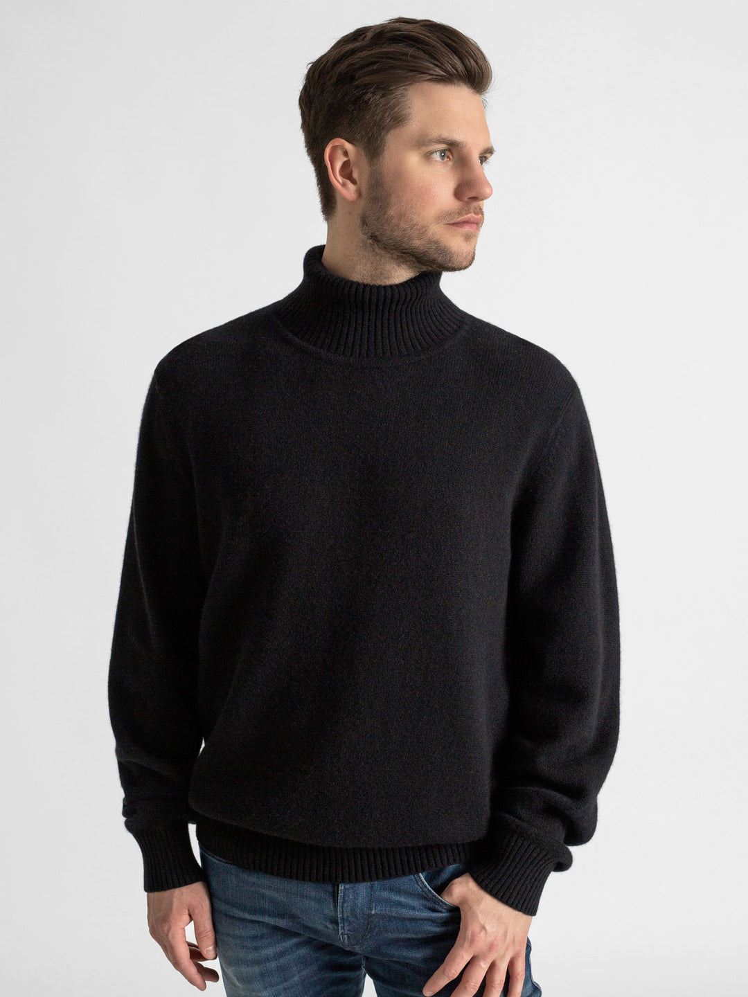 Men's Turtle Neck Cashmere Sweater Black